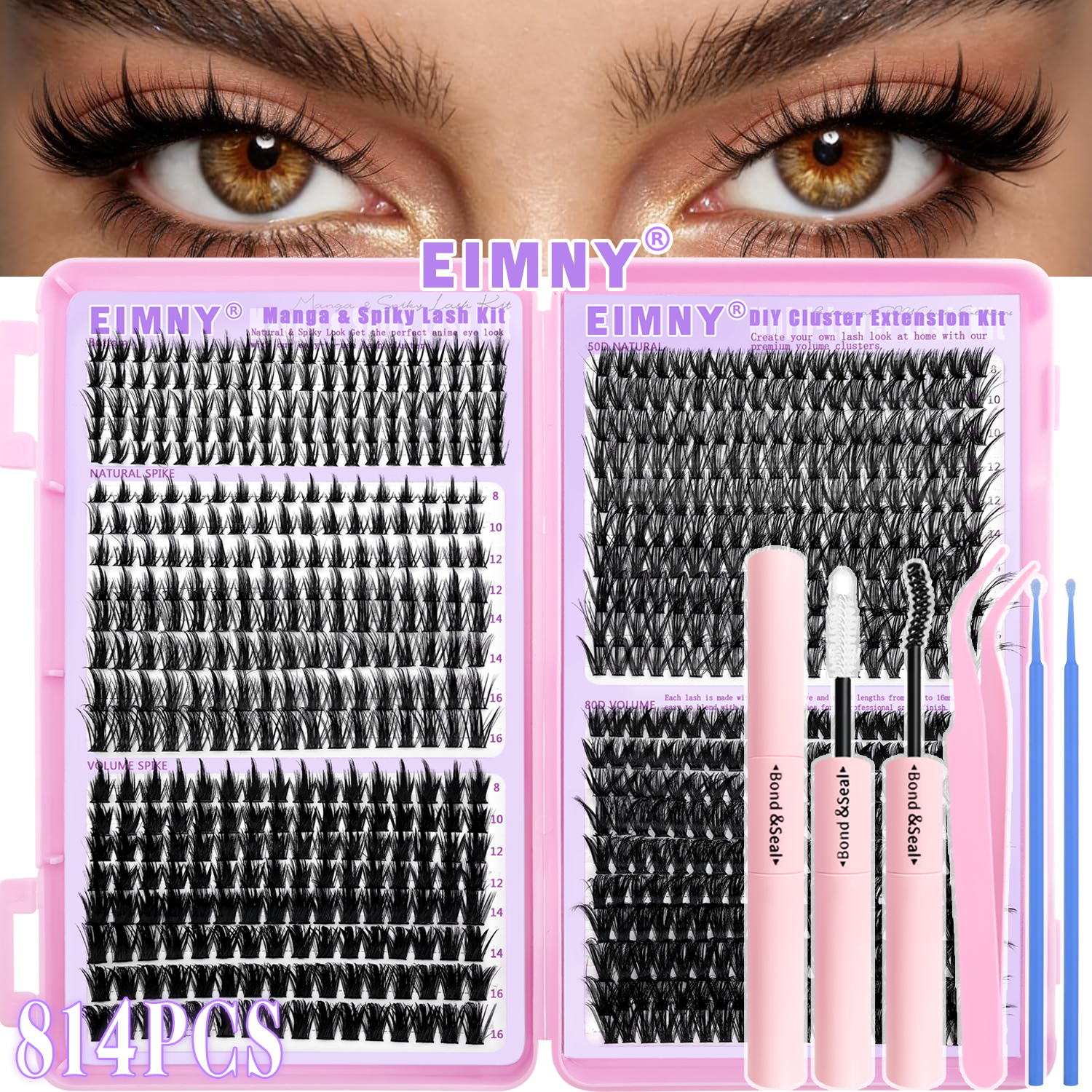 Eyelash Extension Kits - EIMMY 814PCS False Eyelash Set, All-In-One