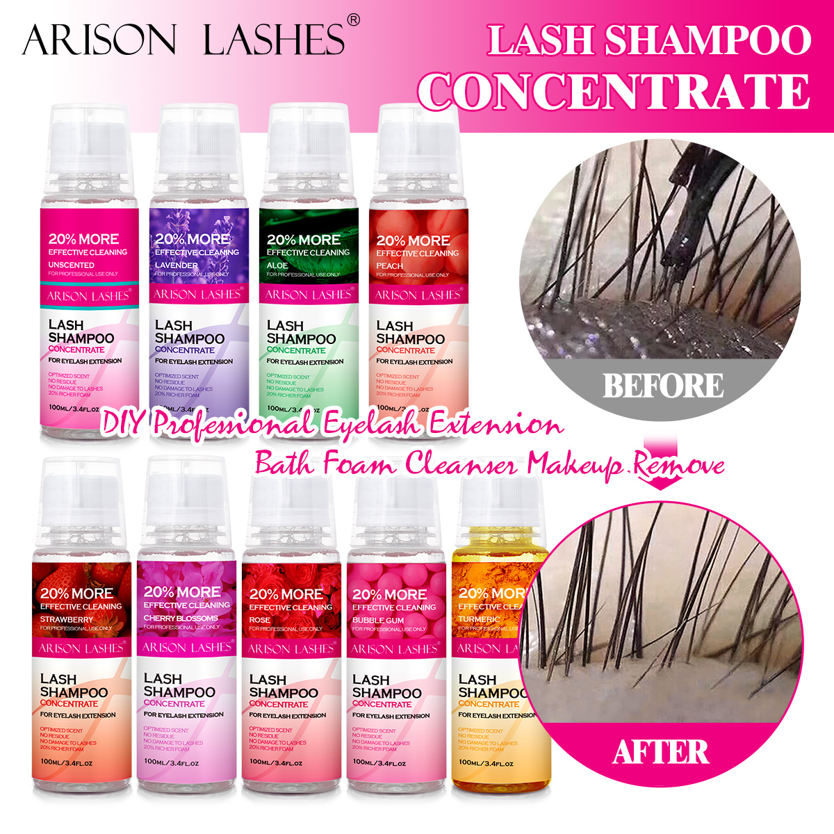 Eyelash Extension Foam Cleanser - ARISON 100ml Lash Shampoo Concentrate No