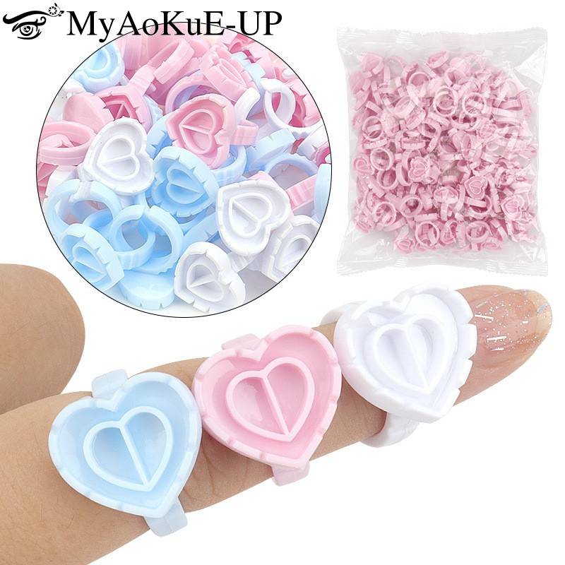 100Pcs Disposable Glue Ring Ho - مراجعة Eyelash Extension Maps وسعره