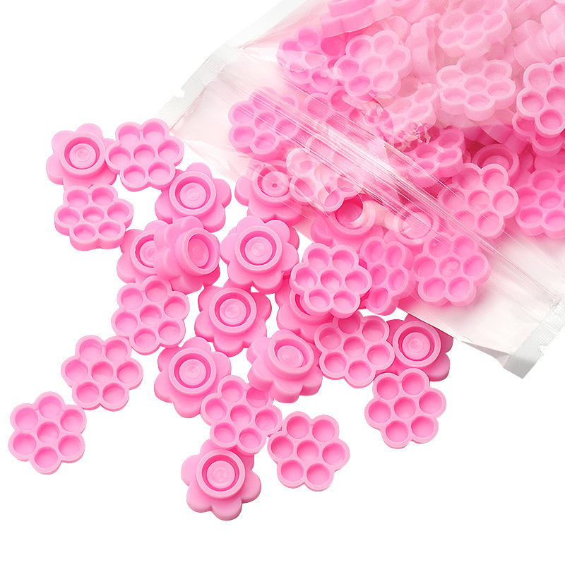 100 Pcs Pink Flower Glue Delay - مراجعة Eyelash Extension Maps وسعره