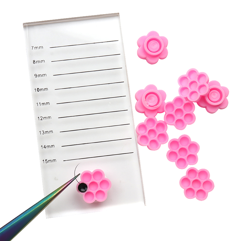 100 Pcs Pink Flower Glue Delay - مراجعة Eyelash Extension Maps وسعره