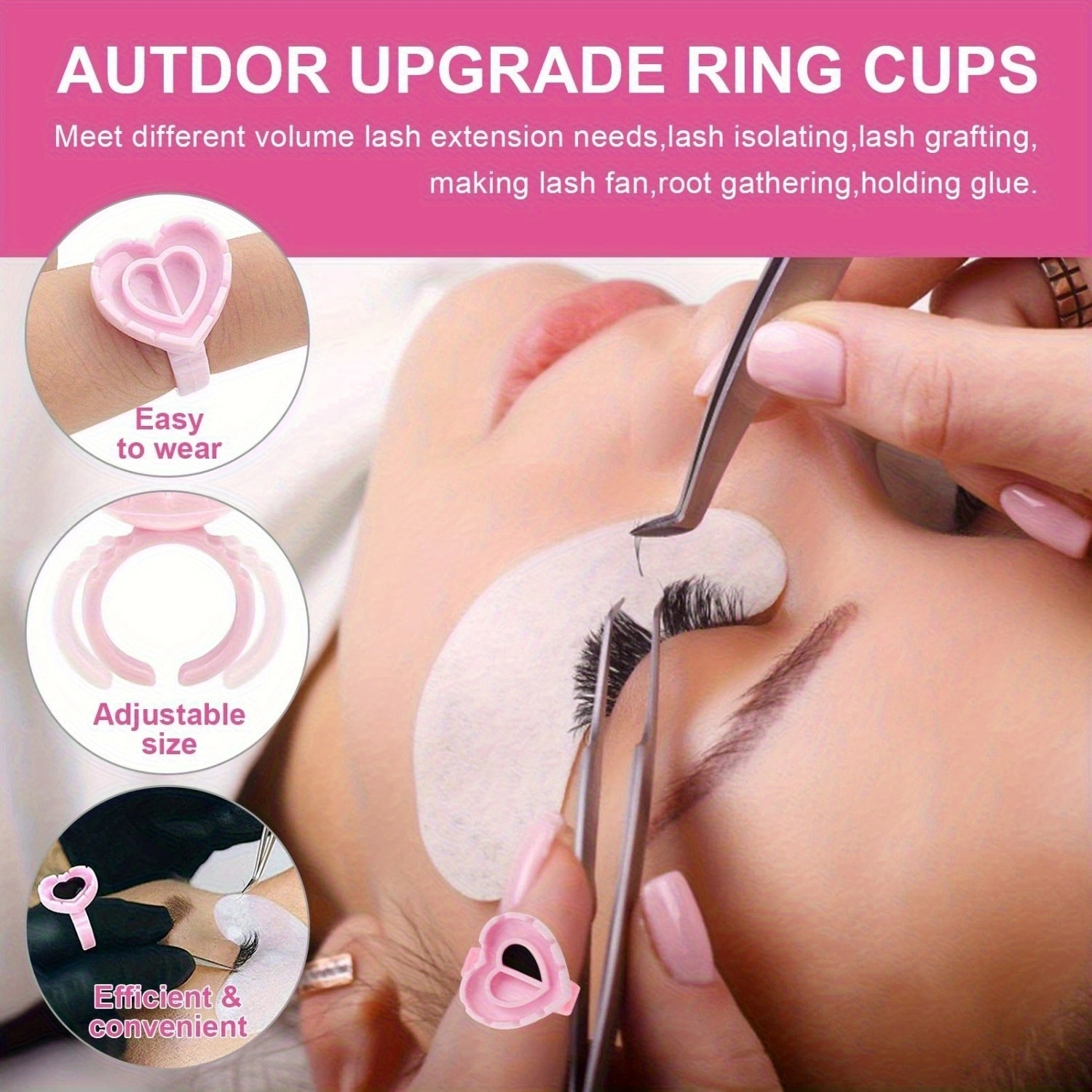 100PCSHeart Eyelash Glue Rings - مراجعة Eyelash Extension Maps وسعره